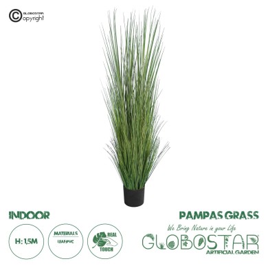 GloboStar® Artificial Garden PAMPAS GRASS 20071 Τεχνητό Διακοσμητικό Φυτό Γρασίδι της Πάμπας Υ150cm